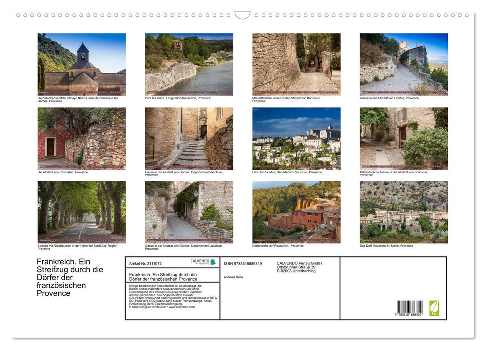 Frankreich. Ein Streifzug durch die Dörfer der französischen Provence (CALVENDO Wandkalender 2026)