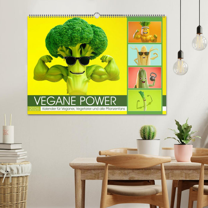 Vegane Power - Kalender für Veganer, Vegetarier und alle Pflanzenfans (CALVENDO Wandkalender 2026)