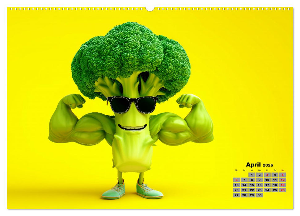 Vegane Power - Kalender für Veganer, Vegetarier und alle Pflanzenfans (CALVENDO Premium Wandkalender 2026)