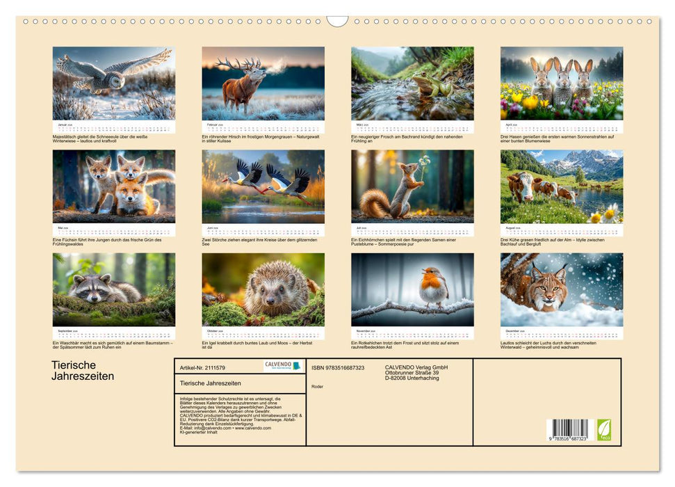 Tierische Jahreszeiten (CALVENDO Wandkalender 2026)