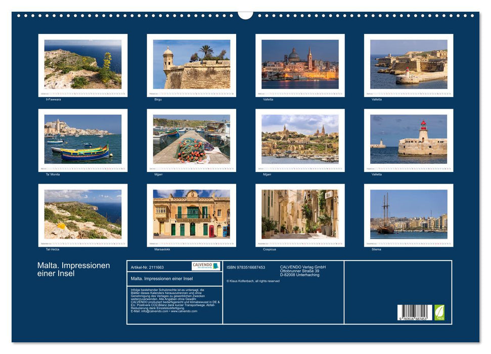 Malta. Impressionen einer Insel (CALVENDO Wandkalender 2026)