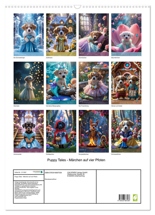 Puppy Tales - Märchen auf vier Pfoten (CALVENDO Wandkalender 2026)