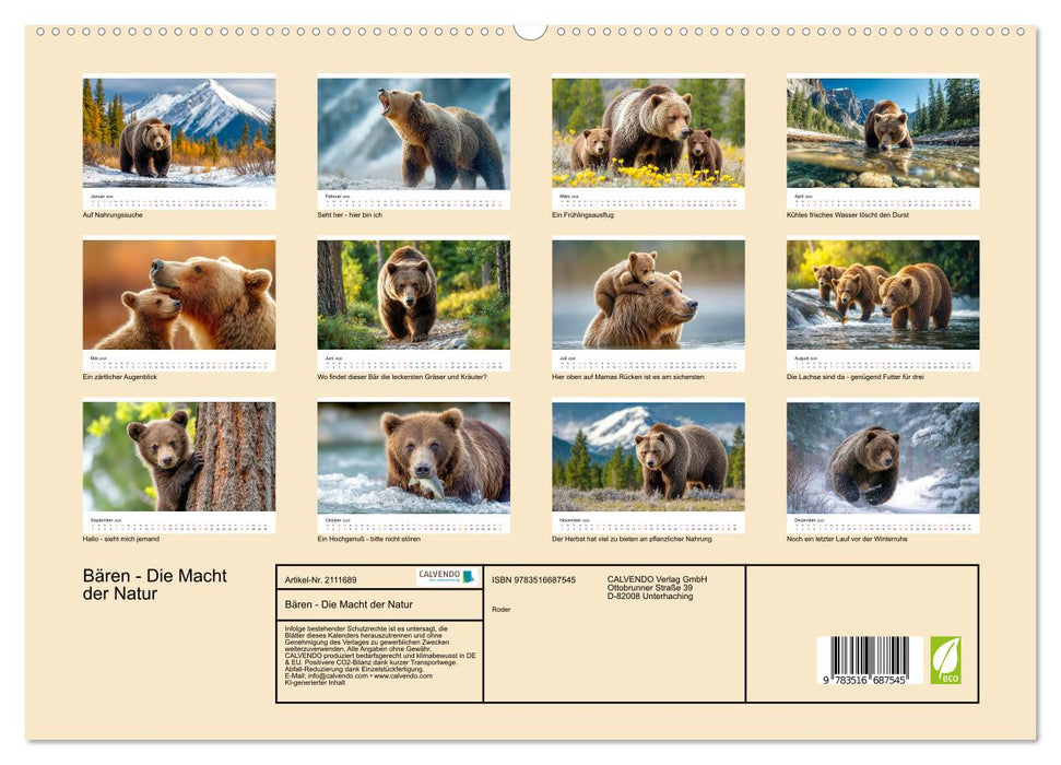 Bären - Die Macht der Natur (CALVENDO Premium Wandkalender 2026)