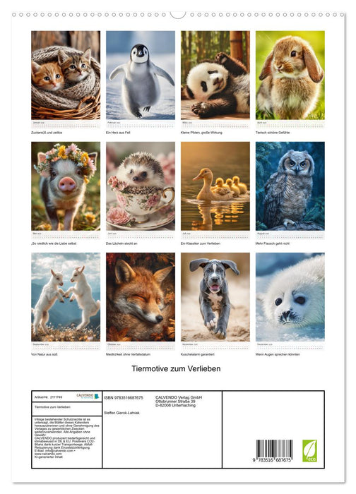 Tiermotive zum Verlieben (CALVENDO Premium Wandkalender 2026)