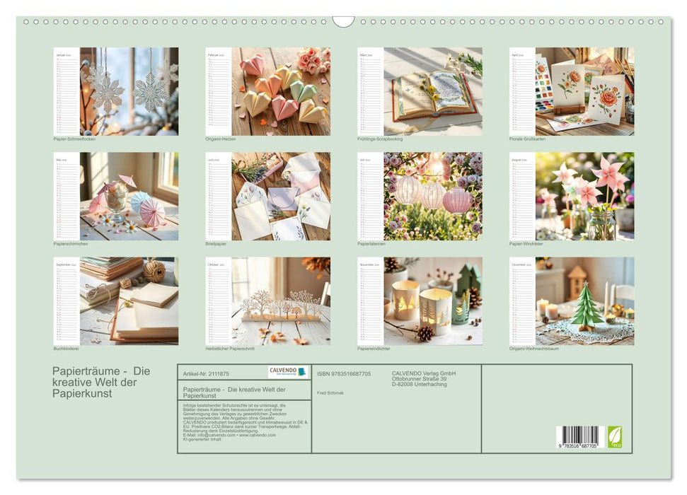 Papierträume - Die kreative Welt der Papierkunst (CALVENDO Wandkalender 2026)