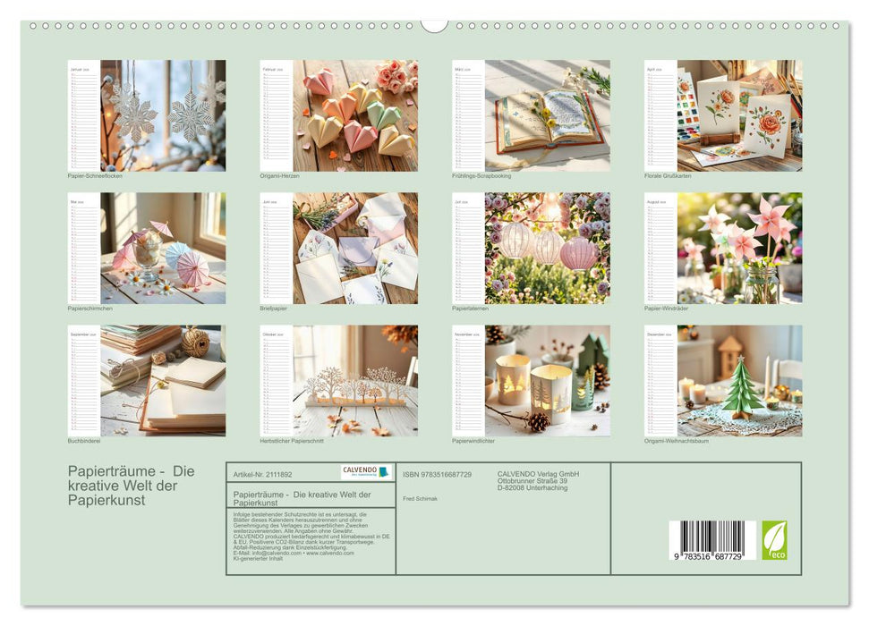Papierträume - Die kreative Welt der Papierkunst (CALVENDO Premium Wandkalender 2026)