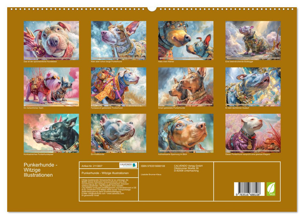 Punkerhunde - Witzige Illustrationen (CALVENDO Premium Wandkalender 2026)