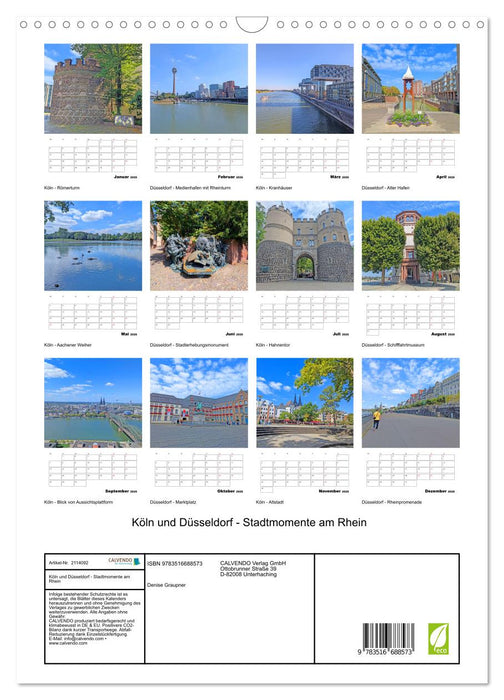 Köln und Düsseldorf - Stadtmomente am Rhein (CALVENDO Wandkalender 2026)