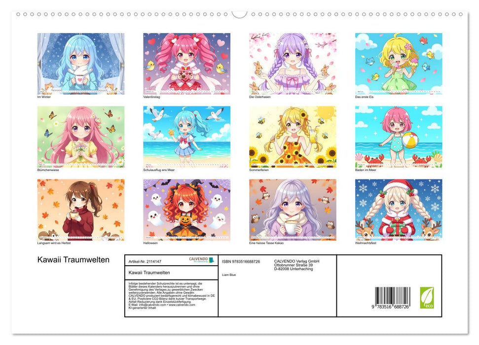 Kawaii Traumwelten (CALVENDO Premium Wandkalender 2026)