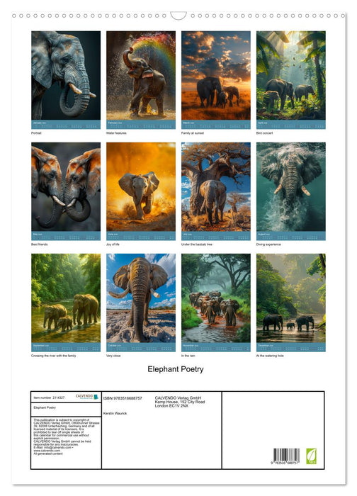 Elephant Poetry (CALVENDO Monthly Calendar 2026)