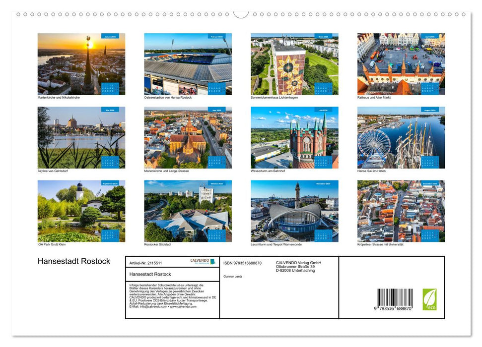 Hansestadt Rostock (CALVENDO Premium Wandkalender 2026)