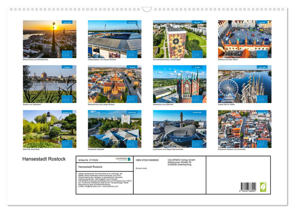 Hansestadt Rostock (CALVENDO Wandkalender 2026)