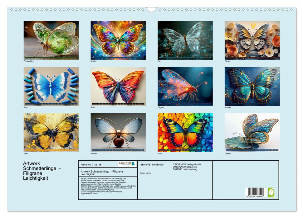 Artwork Schmetterlinge - Filigrane Leichtigkeit (CALVENDO Wandkalender 2026)