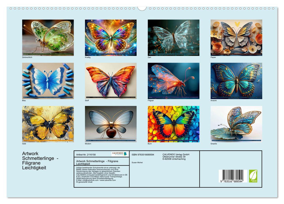Artwork Schmetterlinge - Filigrane Leichtigkeit (CALVENDO Premium Wandkalender 2026)