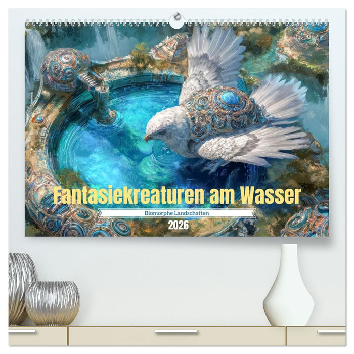 Fantasiekreaturen am Wasser - Biomorphe Landschaften (CALVENDO Premium Wandkalender 2026)