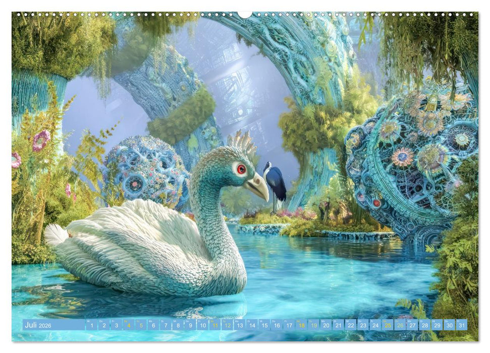 Fantasiekreaturen am Wasser - Biomorphe Landschaften (CALVENDO Premium Wandkalender 2026)