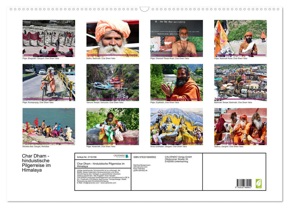 Char Dham - hinduistische Pilgerreise im Himalaya (CALVENDO Wandkalender 2026)