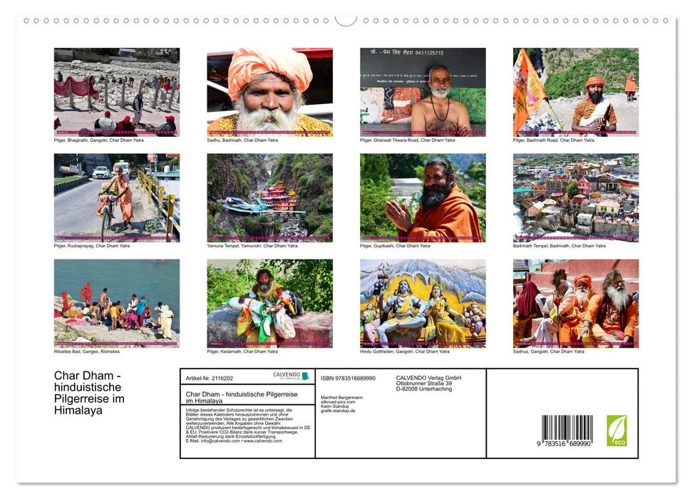 Char Dham - hinduistische Pilgerreise im Himalaya (CALVENDO Premium Wandkalender 2026)