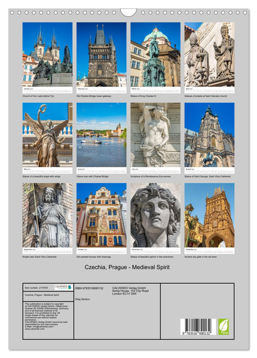 Czechia, Prague - Medieval Spirit (CALVENDO Monthly Calendar 2026)