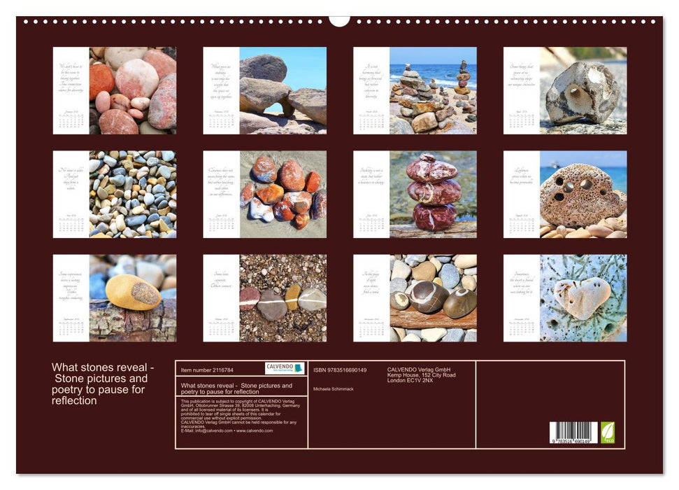What stones reveal - Stone pictures and poetry to pause for reflection (CALVENDO Monthly Calendar 2026)