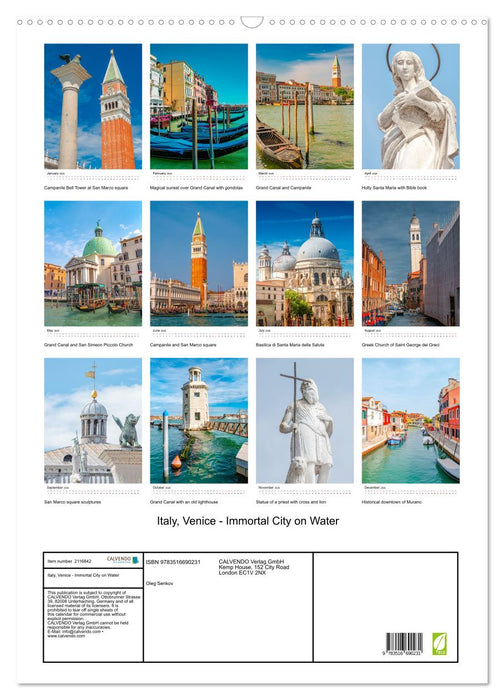 Italy, Venice - Immortal City on Water (CALVENDO Monthly Calendar 2026)