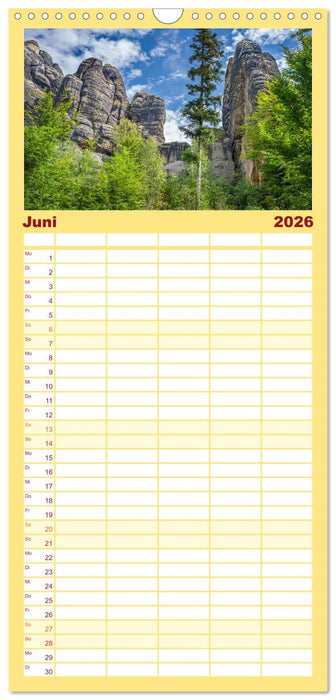 Sächsische Schweiz - Beeindruckende Felsen und unberührte Natur (CALVENDO Familienplaner 2026)