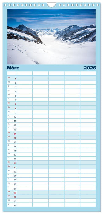 Matterhorn - Eiger, Mönch und Jungfrau: Rund um die zeitlosen Gipfel (CALVENDO Familienplaner 2026)