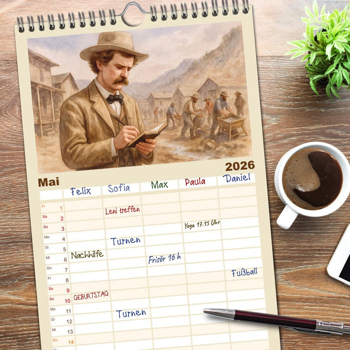 Mark Twain (CALVENDO Familienplaner 2026)