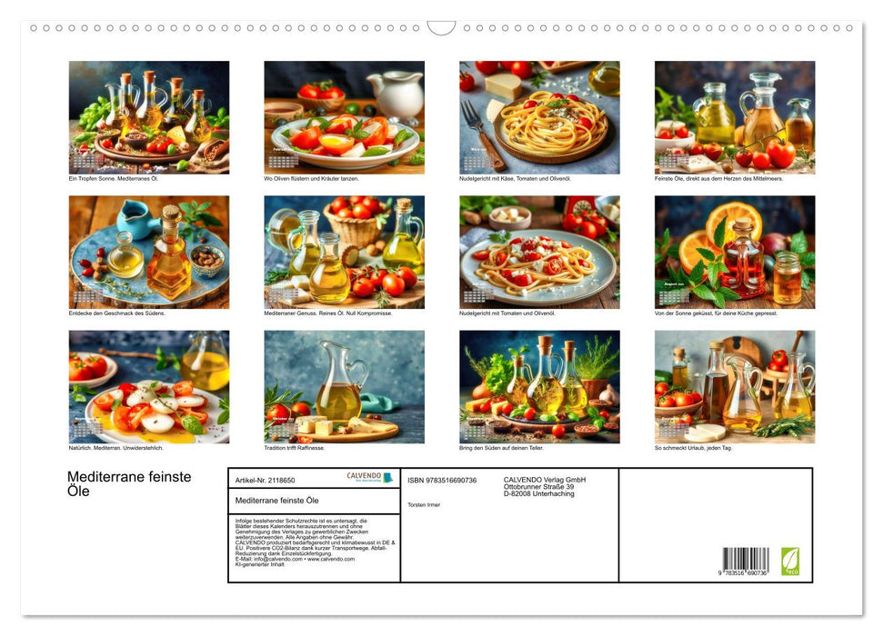 Mediterrane feinste Öle (CALVENDO Wandkalender 2026)