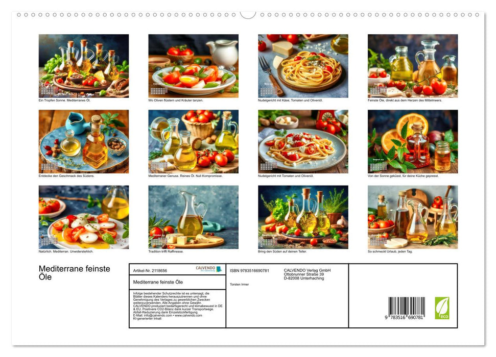 Mediterrane feinste Öle (CALVENDO Premium Wandkalender 2026)