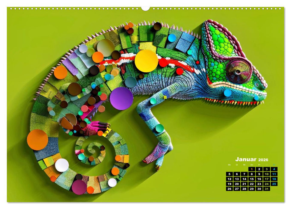 Chamäleon Artwork (CALVENDO Premium Wandkalender 2026)