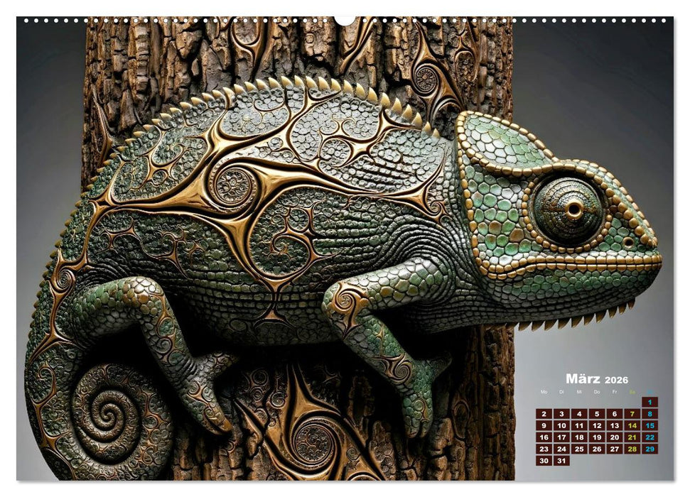 Chamäleon Artwork (CALVENDO Premium Wandkalender 2026)
