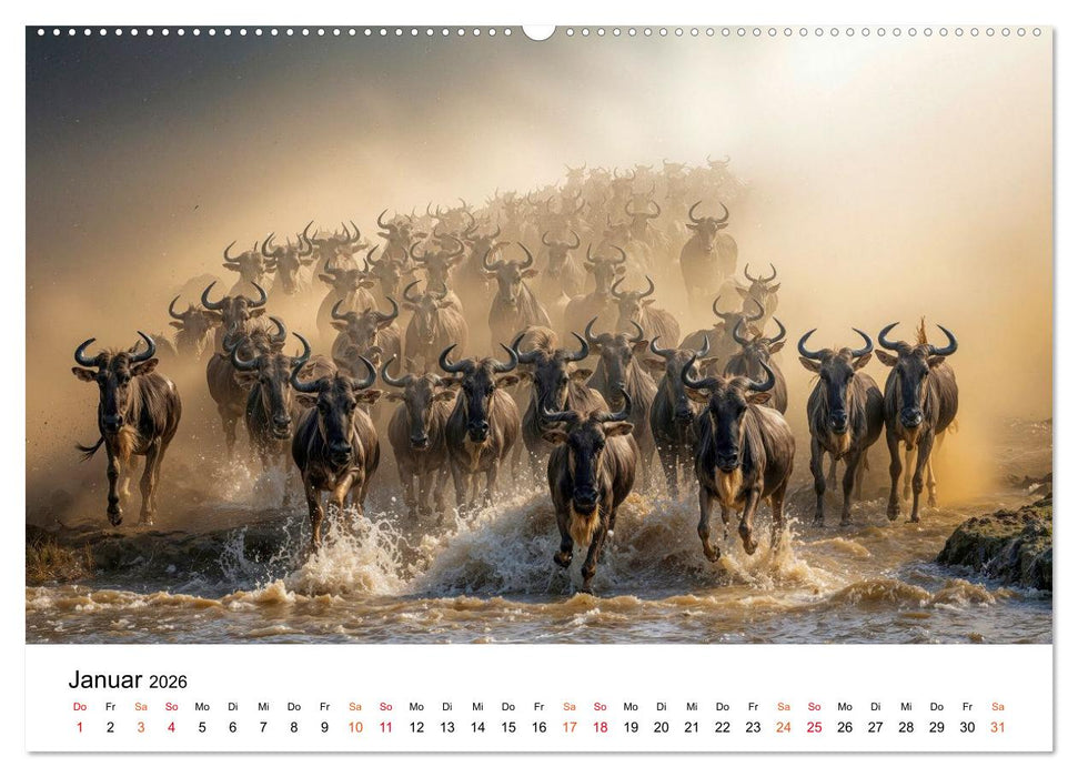 Gnus - die großen Wanderer (CALVENDO Wandkalender 2026)