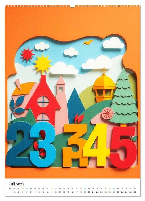 Kunterbunte Paperwelt - Buchstaben, Zahlen und Vieles mehr (CALVENDO Premium Wandkalender 2026)