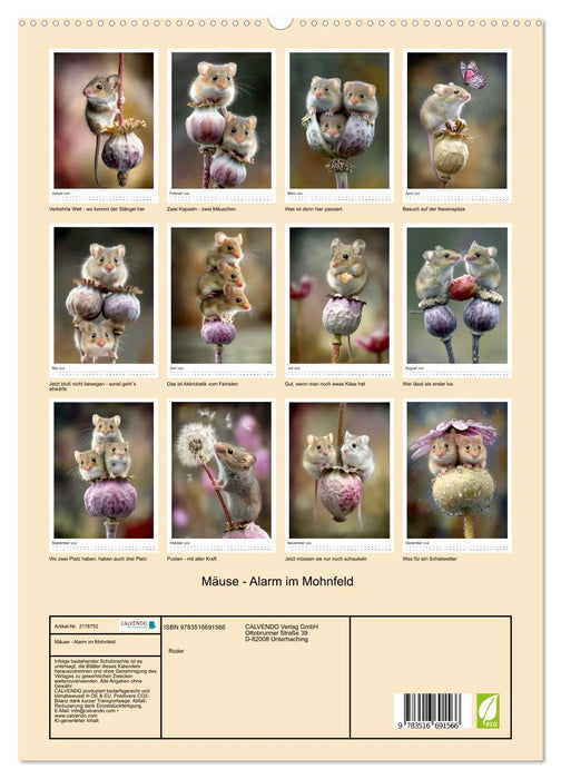Mäuse - Alarm im Mohnfeld (CALVENDO Premium Wandkalender 2026)