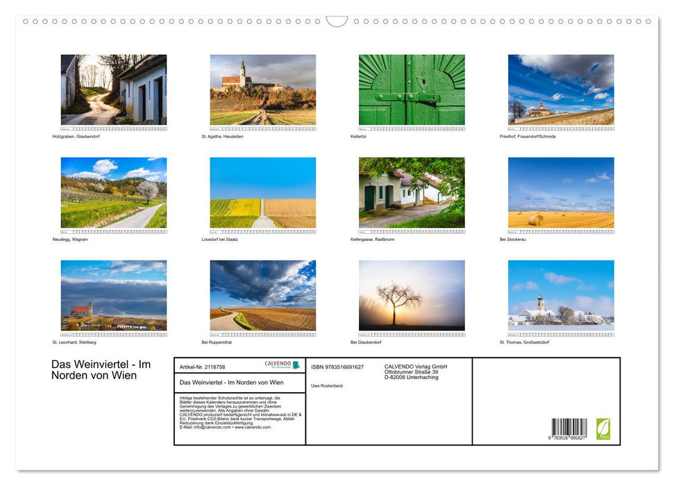 Das Weinviertel - Im Norden von Wien (CALVENDO Wandkalender 2026)