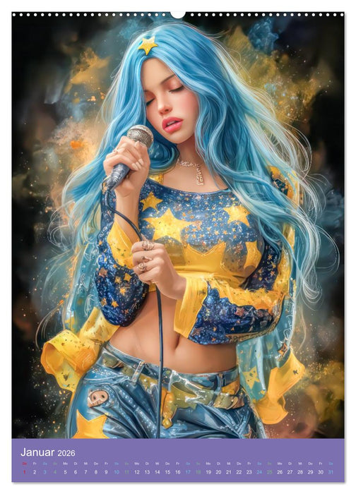 Popstars - Inspiriert vom Mangastil (CALVENDO Wandkalender 2026)
