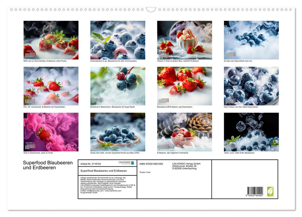 Superfood Blaubeeren und Erdbeeren (CALVENDO Wandkalender 2026)