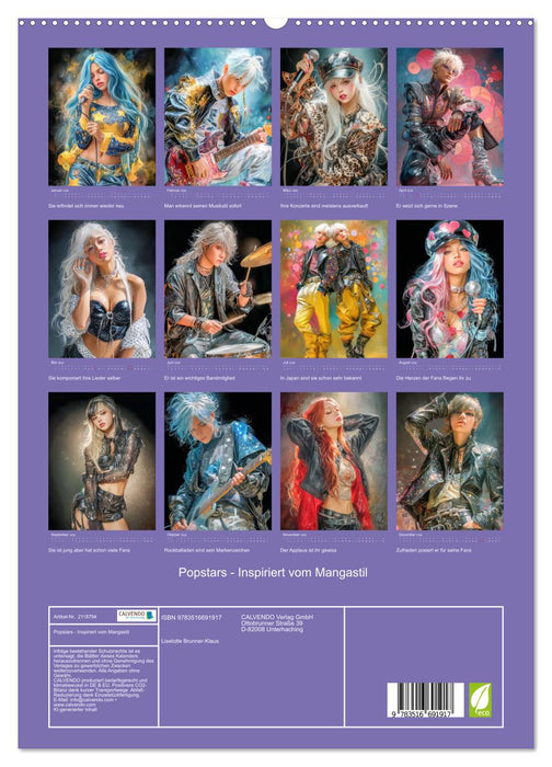 Popstars - Inspiriert vom Mangastil (CALVENDO Premium Wandkalender 2026)