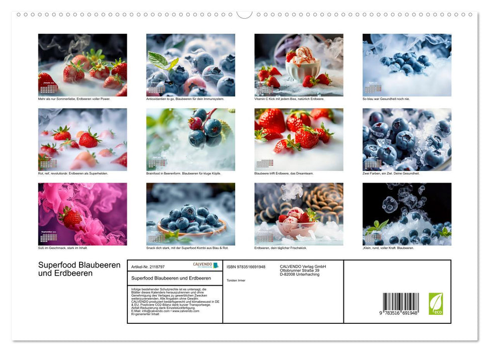 Superfood Blaubeeren und Erdbeeren (CALVENDO Premium Wandkalender 2026)