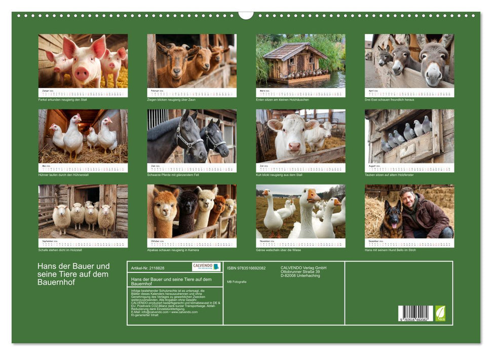Hans der Bauer und seine Tiere auf dem Bauernhof (CALVENDO Wandkalender 2026)