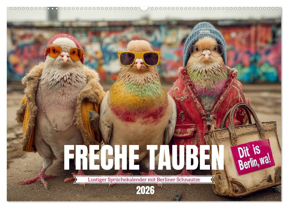 Freche Tauben - Lustiger Sprüchekalender mit Berliner Schnautze (CALVENDO Wandkalender 2026)