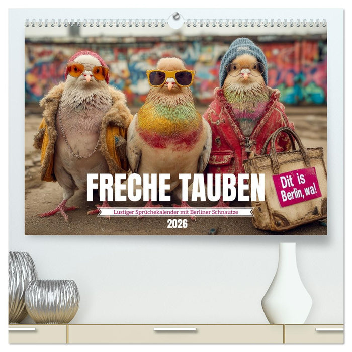 Freche Tauben - Lustiger Sprüchekalender mit Berliner Schnautze (CALVENDO Premium Wandkalender 2026)