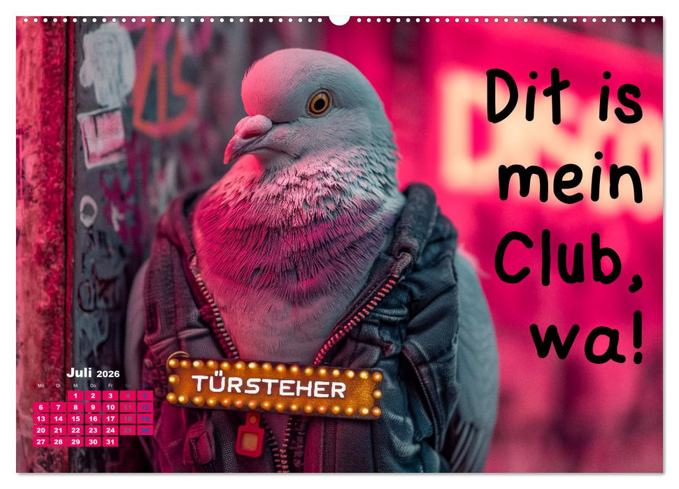 Freche Tauben - Lustiger Sprüchekalender mit Berliner Schnautze (CALVENDO Premium Wandkalender 2026)