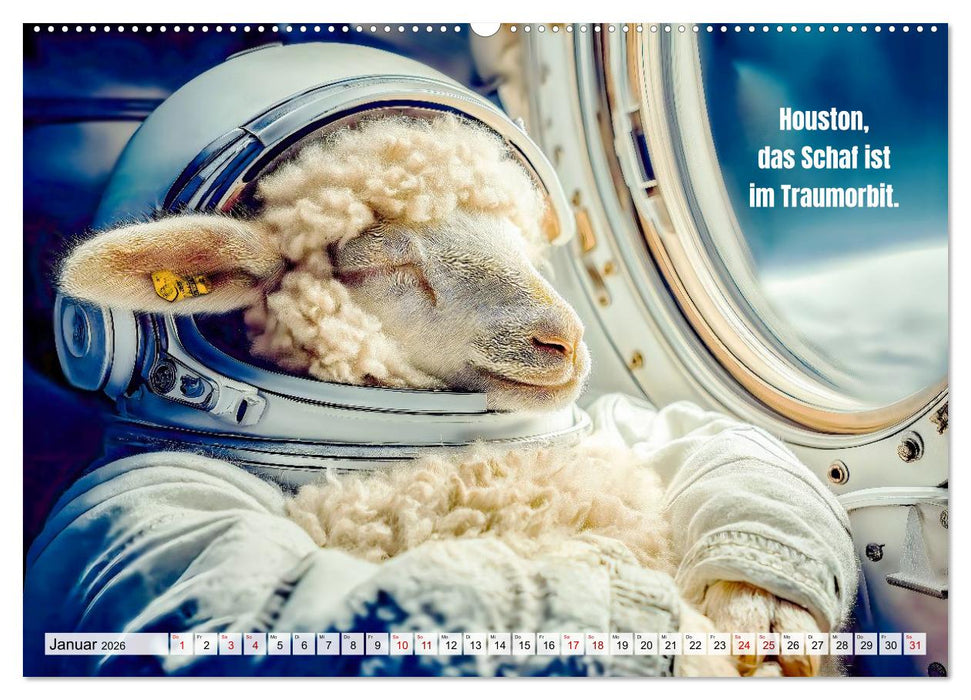 Schlaf gut, mein Schaf - Spruchkalender mit lustigen Schaf-Bildern (CALVENDO Premium Wandkalender 2026)