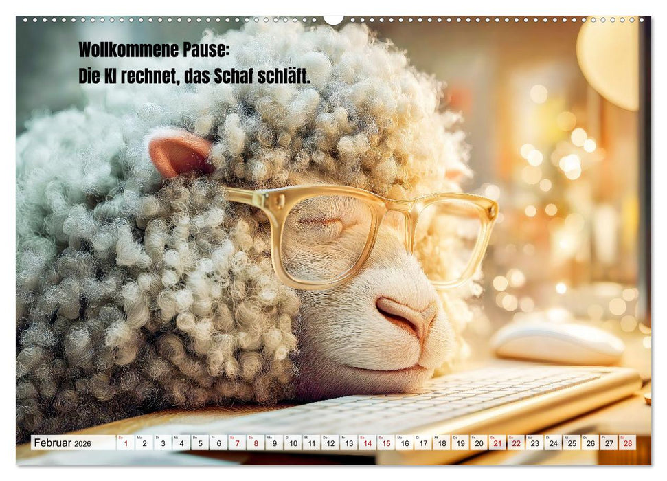 Schlaf gut, mein Schaf - Spruchkalender mit lustigen Schaf-Bildern (CALVENDO Premium Wandkalender 2026)
