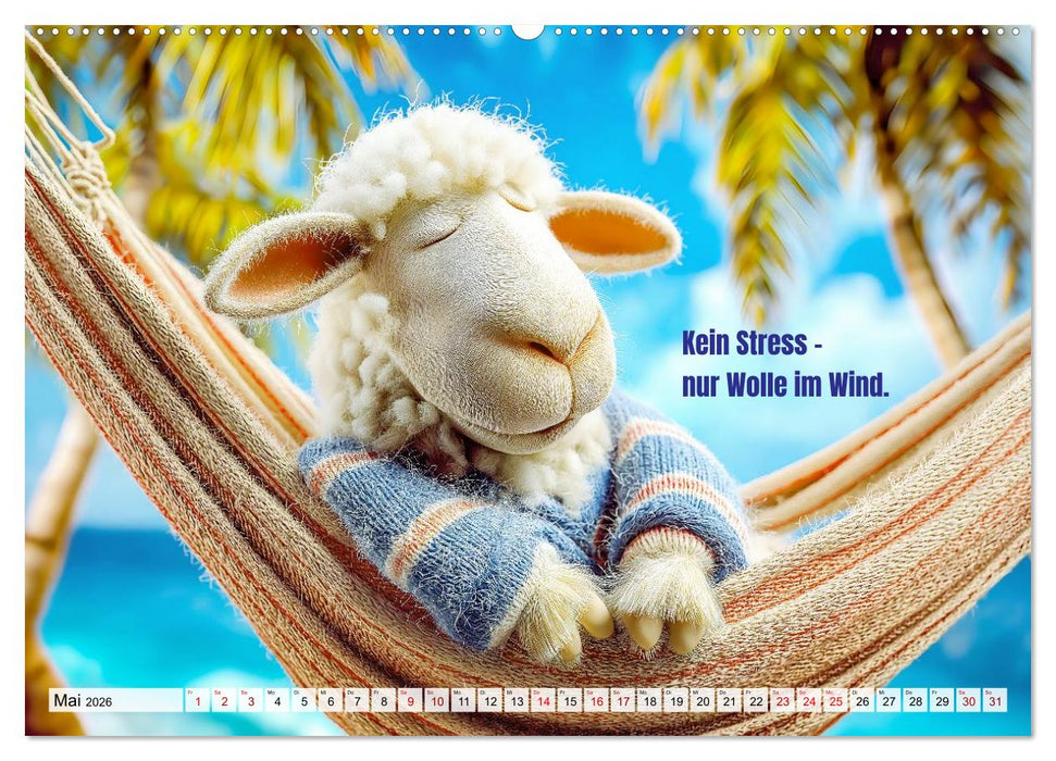 Schlaf gut, mein Schaf - Spruchkalender mit lustigen Schaf-Bildern (CALVENDO Premium Wandkalender 2026)