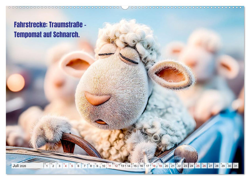 Schlaf gut, mein Schaf - Spruchkalender mit lustigen Schaf-Bildern (CALVENDO Premium Wandkalender 2026)