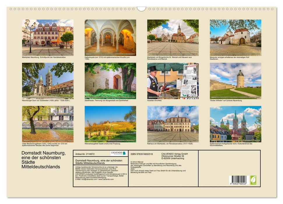 Domstadt Naumburg, eine der schönsten Städte Mitteldeutschlands (CALVENDO Wandkalender 2026)