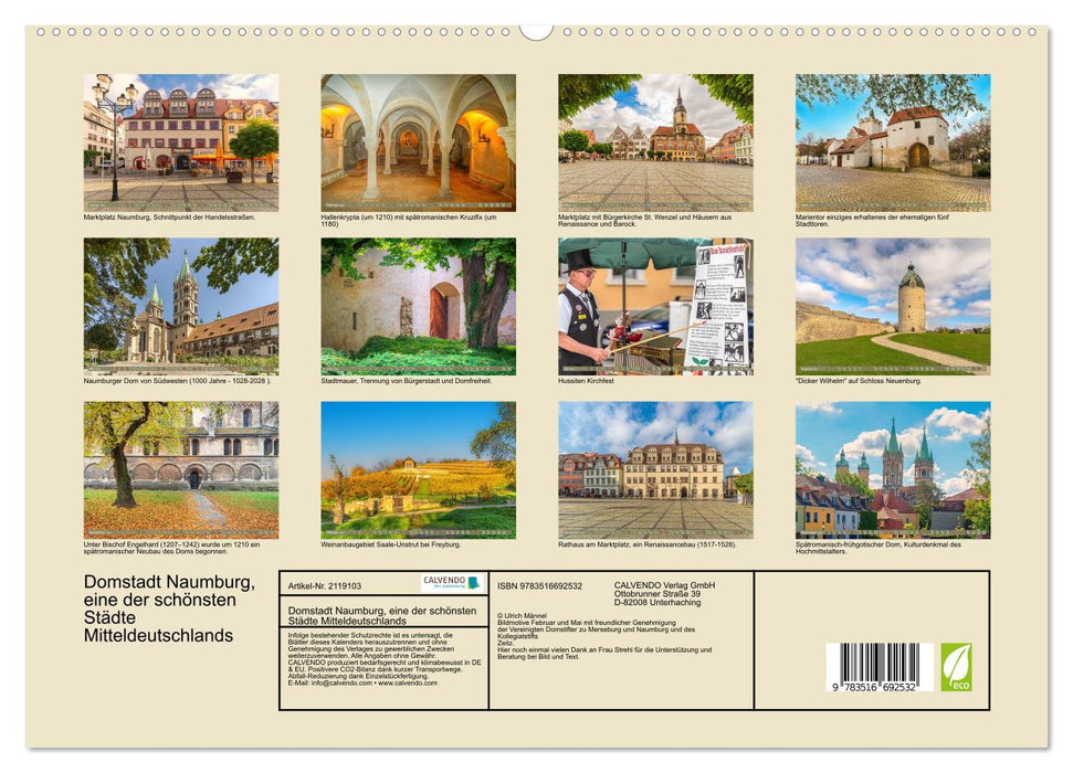 Domstadt Naumburg, eine der schönsten Städte Mitteldeutschlands (CALVENDO Premium Wandkalender 2026)